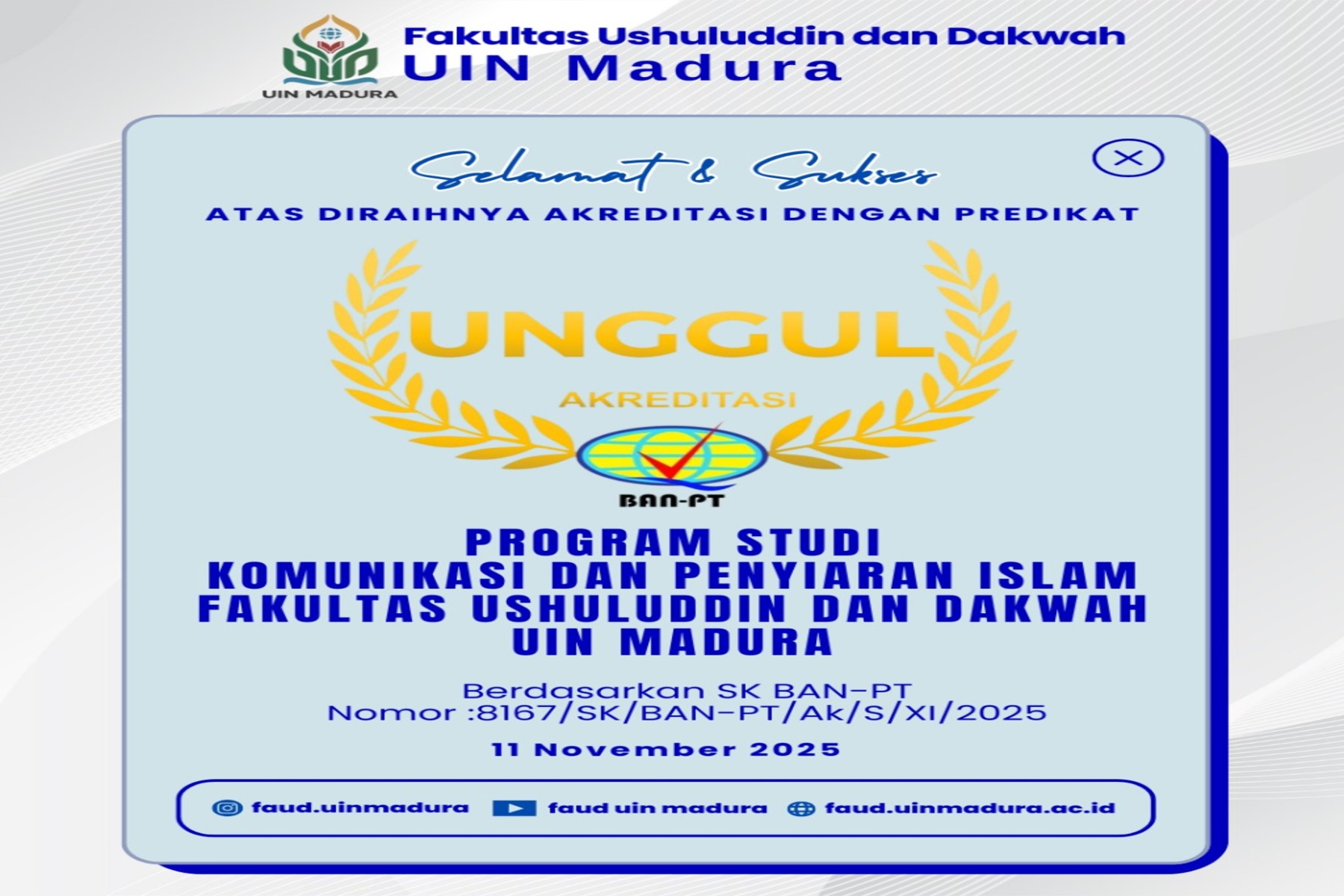 Alhamdulillah! Prodi KPI UIN Madura Raih Akreditasi Unggul dari BAN-PT